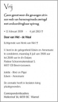 0030-0001 048 - Rouwadvertentie Door de Waal-van Wel-04072013