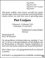 0030-0001 122 - Rouwadvertentie Piet Cruijsen-14021931 27052014