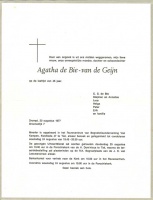 0030-0001 156 - Rouwkaart Agatha van de Geijn-de Bie-20081977