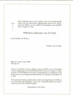 0030-0001 349 - Rouwkaart Wilhelmus Johannes van de Geijn 03061987