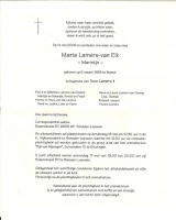 0030-0001 362 - Rouwkaart-Maria van Elk-Lamers-14052006