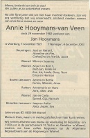 0030-0001 001 - Rouwadvertentie  Annie van Veen-Hooymans-04122003