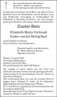 0030-0001 051 - Rouwadvertentie Elisabeth Maria Verbraak-Zr Bets-12042008