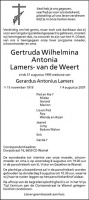 0030-0001 060 - Rouwadvertentie Gertruda Wilhelmina van de Weert-Lamers-04082007