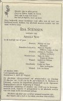 0030-0001 074 - Rouwadvertentie Ida Stensen-Nijs-18102001
