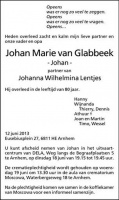 0030-0001 089 - Rouwadvertentie Johan Marie van Gladbeek-12062013