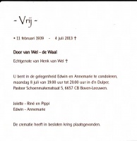 0030-0001 191 - Rouwkaart Door de Waal-van Wel-04072013 (2)