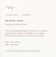 0030-0001 192 - Rouwkaart Door de Waal-van Wel-04072013
