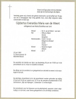 0030-0001 220 - Rouwkaart Gijsbertus Everardus van de Weert 23061997