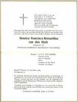 0030-0001 241 - Rouwkaart Henrica Francisca van den Hurk-van Kessel-18111984