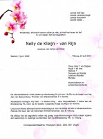 0030-0001 313 - Rouwkaart Nelly van Rijn-de Kleijn-19-72014