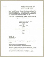 0030-0001 348 - Rouwkaart Wilhelmus Hendrikus van Teeffelen 09021991